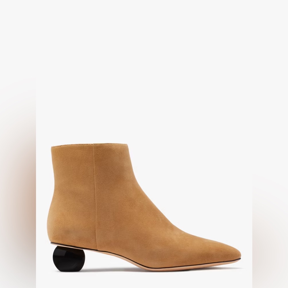New! Beautiful Kate Spade Sydney Kid Suede Ankle Booties, Medium Biscotti